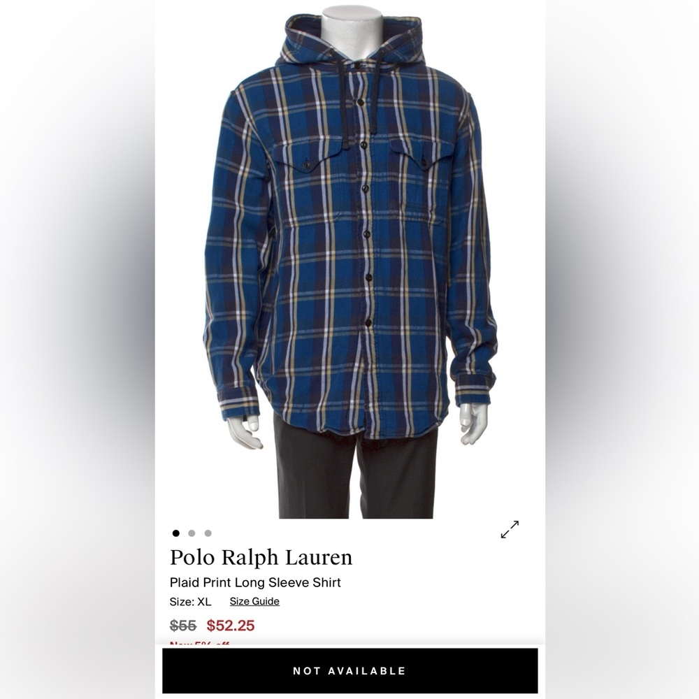 Polo Ralph Lauren Blue Plaid Hooded Shacket